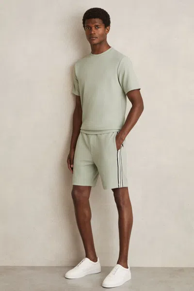 Reiss Sage Green Textured Crew-neck T-shirt