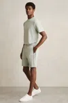 Reiss Sage Green Textured Tape Drawstring Shorts