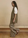 Reiss Sage Green Wide-leg Side-zip Trousers