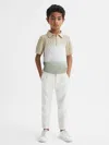 Reiss Sage Ombre Half Zip Polo T-shirt In Green