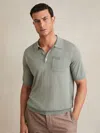 Reiss Sage Patch Pocket Knit Polo Shirt In Green