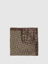 Reiss Mens Sage Geronimo Medallion And Paisley-print Silk Pocket Squar In Brown