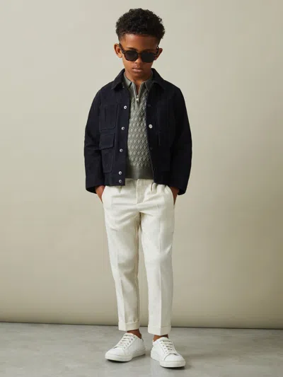 Reiss Sage Rizzo 9-13 Yrs Half Zip Knitted Polo Shirt