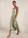 Reiss Sage Satin Drape-detail Slip Dress In Gray
