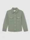 Reiss Sage Waffle Textured Shirt In Green
