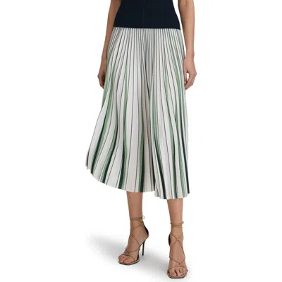 Reiss Green/cream Saige Pleated Striped Midi Skirt