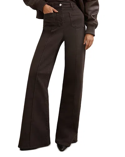 Reiss Sakura High Rise Flare Patch Pocket Jeans In Chocolate In Brown