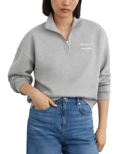 Reiss Sakura Mclaren Half Zip Sweatshirt In Gray