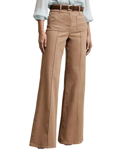 Reiss Sakura Patch Pocket Flare Jeans In Taupe Neutral