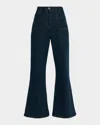 Reiss Sakura Patch-pocket Flared Denim Jeans In Blue