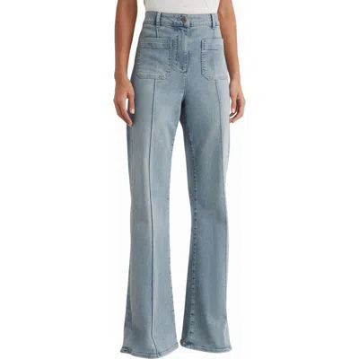 Reiss Sakura Pintuck Patch Pocket Wide Leg Jeans In Blue