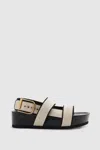 REISS SAMANTHA - BLACK STRAPPY CHUNKY CANVAS SANDALS, UK 3 EU 36