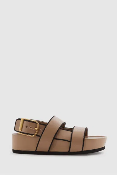 Reiss Samantha - Tan Strappy Chunky Leather Sandals, Uk 3 Eu 36