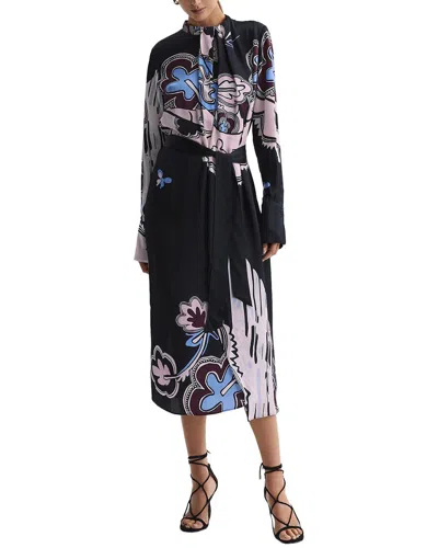 Reiss Women's Samara Floral Draped Midi-dress In Black Multi