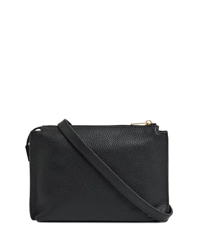 Reiss Samara Leather Crossbody In Black