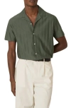 Reiss Sampson Textured Stripe Camp Shirt In Green