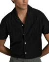 Reiss Mens Sampson Camp-collar Cotton Shirt Black In Black