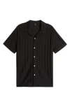 Reiss Mens Sampson Camp-collar Cotton Shirt Black In Black