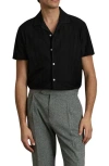 Reiss Mens Sampson Camp-collar Cotton Shirt Black In Black