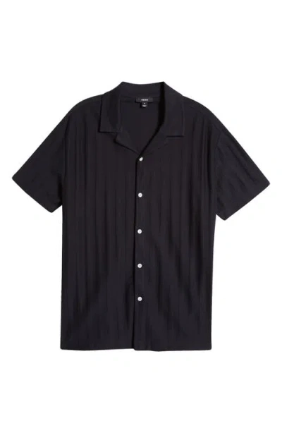 Reiss Sampson Textured Stripe Camp Shirt In Navy