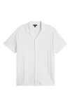 Reiss Sampson Textured Stripe Camp Shirt In White