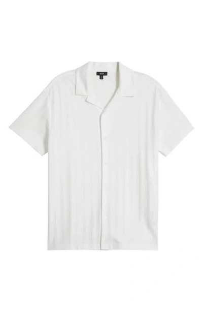 Reiss Sampson Textured Stripe Camp Shirt In White