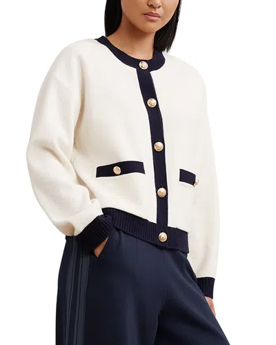 Reiss Samson Knitted Wide Leg Side Stripe Trousers In Blue