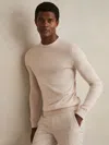 Reiss Wessex Long Sleeved Merino Wool Crewneck Sweater In Neutral