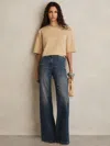Reiss Sand Stretch-cotton Cropped T-shirt