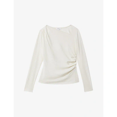 Reiss Womens Ivory Sandy Asymmetric-neck Woven Top