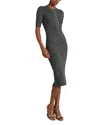 Reiss Grey Ribbed Wool Blend Midi Dress In Grey