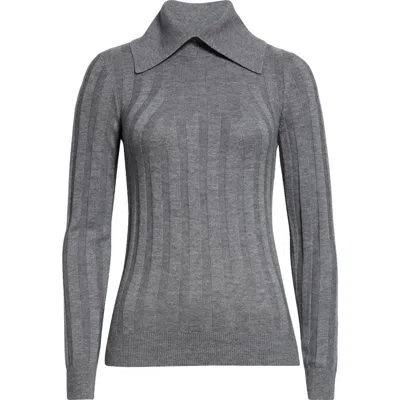 Reiss Sandy Wool Blend Rib Sweater Dress In Grey
