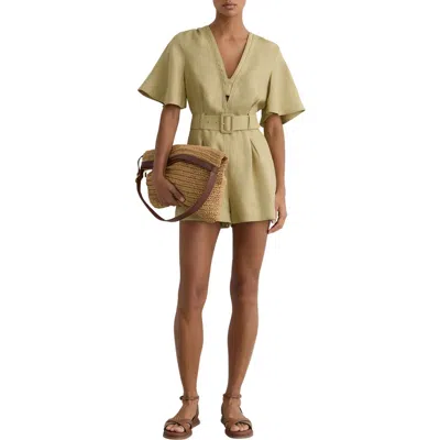 Reiss Sansi Linen Romper In Brown