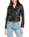 Reiss Santiago Leather Biker Jacket In Black