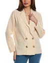 Reiss Sara Double-breasted Knitted Wool And Cashmere Cardigan In Beige