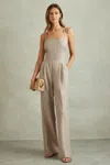 Reiss Neutral Wool Tailored Strappy Jumpsuit In Neutral