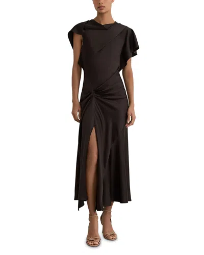 Reiss Sasha Draped Dress In Black