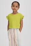 REISS SASKIA - LIME JUNIOR RUFFLE SLEEVE CROPPED T-SHIRT, AGE 6-7 YEARS