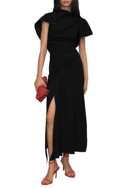 Reiss Saskia Asymmetric Maxi Dress In Black