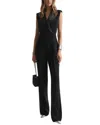 Reiss Saskia Shawl-lapel Straight-leg Woven Jumpsuit In Black
