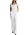 Reiss Saskia Shawl-lapel Straight-leg Woven Jumpsuit In White