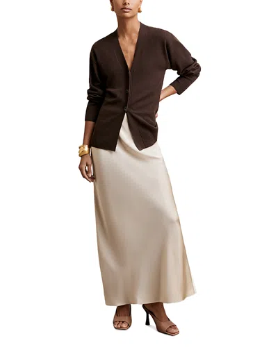 Reiss Saskia Silk Slip Skirt In Gold