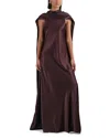Reiss Satin Cape Maxi Dress In Burgundy