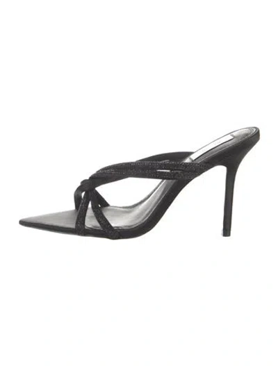 Pre-owned Reiss Satin Crystal Embellishments Slides In Black