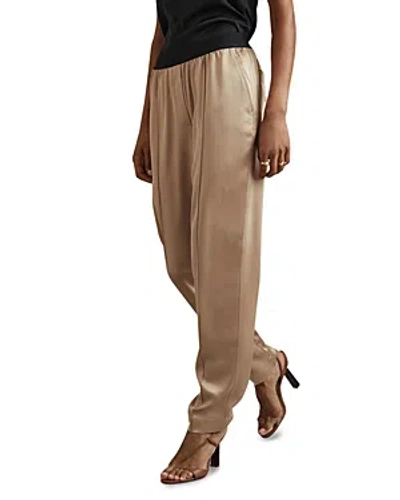 Reiss Satin Occasion Taper Pants In Neutral