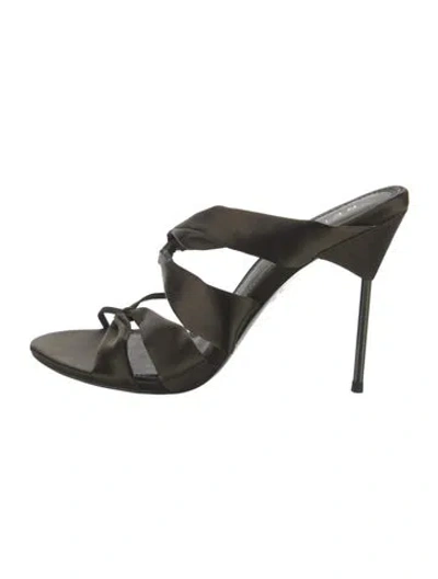 Pre-owned Reiss Satin Slides In Green