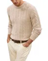 Reiss Saunders Long Sleeved Crewneck Cable Cashmere Blend Sweater In Neutral