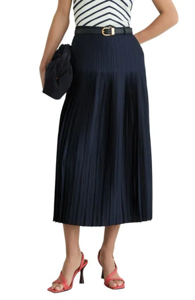 Reiss Savannah Pleated Midi Skirt In Blue