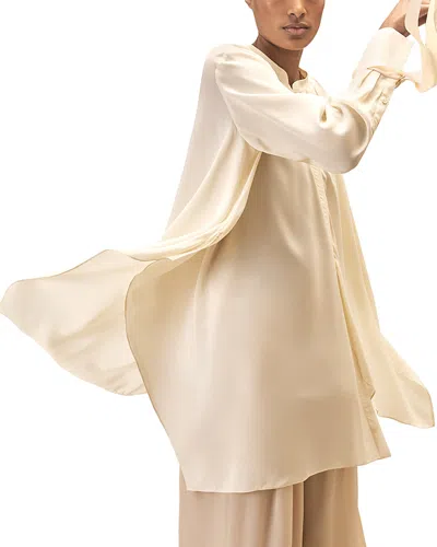 Reiss Scarlet Tie Cuff Detail Blouse In White