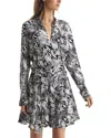 Reiss Scarlett Animal Print Flippy Dress In Black